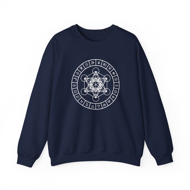 Metatron's Cube with Alchemy Symbols Sweatshirt | Graphic Unisex Pullover V2