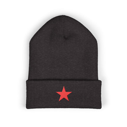 Red Star Cuffed Beanie | Embroidered Five-Pointed Political Symbol