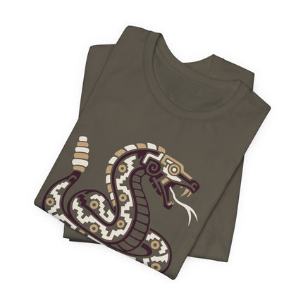 Aztec Rattlesnake T-Shirt | Coiled Green Serpent Graphic Design Tee