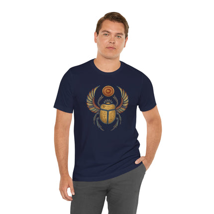 Khepri Scarab Egyptian Sun God T-Shirt | Winged Beetle Hieroglyphs Tee