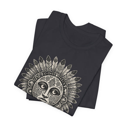 Tribal Lunar Mask Mandala Art T-Shirt | Sacred Geometry Tee