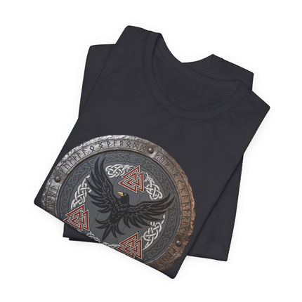 Norse Raven Shield T-Shirt: Viking Raven & Norse Mythology Tee