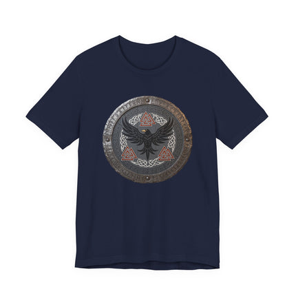 Norse Raven Shield T-Shirt: Viking Raven & Norse Mythology Tee