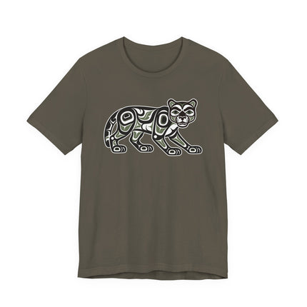 Pacific Northwest cougar formline art t-shirt graphic design.