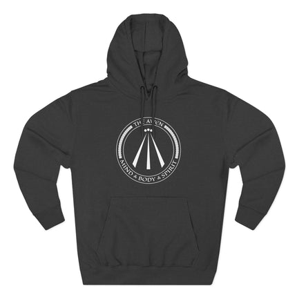 Celtic Awen symbol hoodie featuring the Mind Body Spirit graphic design.