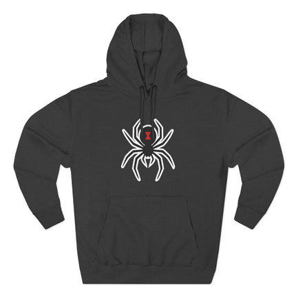 Gothic black widow spider graphic on a unisex pullover hoodie.