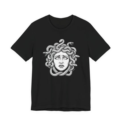 Distressed Medusa T-Shirt | Greek Mythology Gorgon Snake Hair Tee | Head
