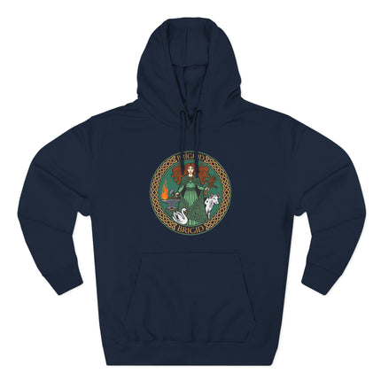 Brigid Celtic Goddess graphic featuring Irish mythology and intricate knotwork design.