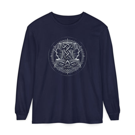 Mjolnir Thor’s Hammer Long Sleeve T-Shirt | Norse Knotwork Graphic Tee