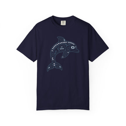 Mayan Dolphin T-Shirt | Turquoise Mesoamerican Inspired Graphic Tee