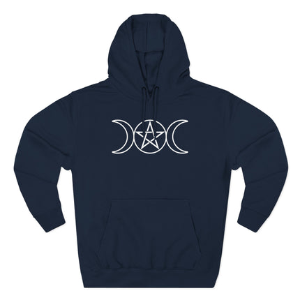 Wiccan Triple Moon & Pentagram Hoodie | Unisex Pentacle Pullover V1