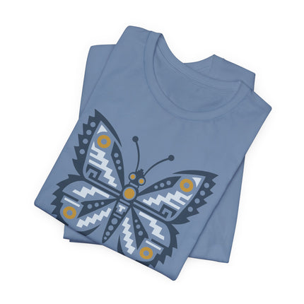 Aztec Butterfly T-Shirt | Red and Teal Geometric Wing Design Tee