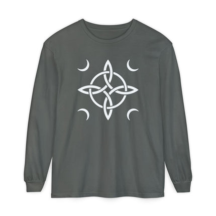 Witch's Knot T-Shirt | Crescent Moon Knotwork Symbol Long Sleeve Tee