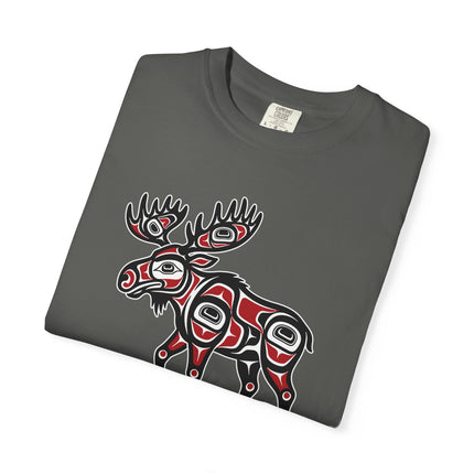 Moose Spirit Graphic Tee - Indigenous Style Formline Art T-Shirt