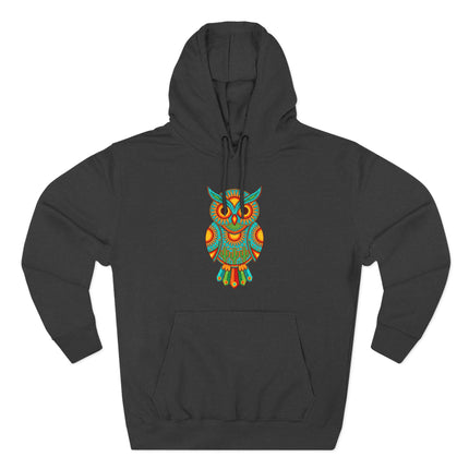 Huichol Owl Hoodie | Vibrant Mexican Tribal Folk Art Pullover Hoodie