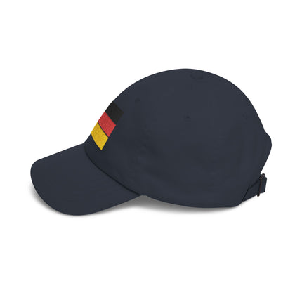 German flag baseball cap featuring the black, red, and gold national flag embroidery.