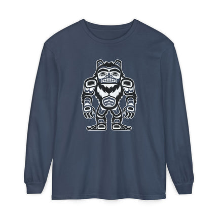 Formline Sasquatch Long Sleeve T-Shirt | Forest Creature Graphic Tee