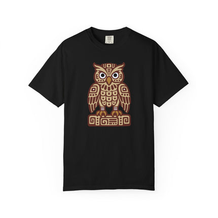 Mayan Owl T-Shirt | Warm Geometric Mesoamerican Bird Graphic Tee