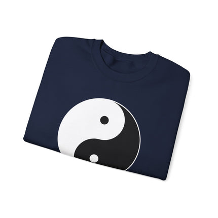 Yin Yang symbol graphic sweatshirt featuring harmony and balance design on a pullover.