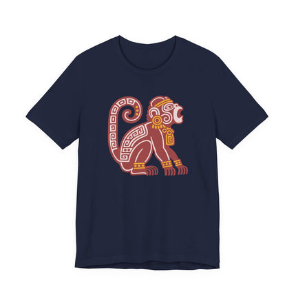 Mayan Howler Monkey T-Shirt | Rust and Gold Curled-Tail Graphic Tee