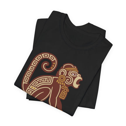 Mayan Howler Monkey T-Shirt | Rust and Gold Curled-Tail Graphic Tee