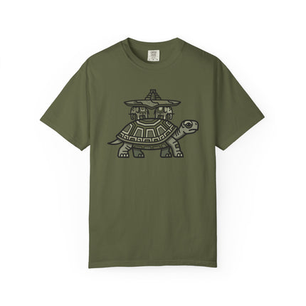 World Turtle Mayan Temple T-Shirt | Ancient Mythology Graphic Tee