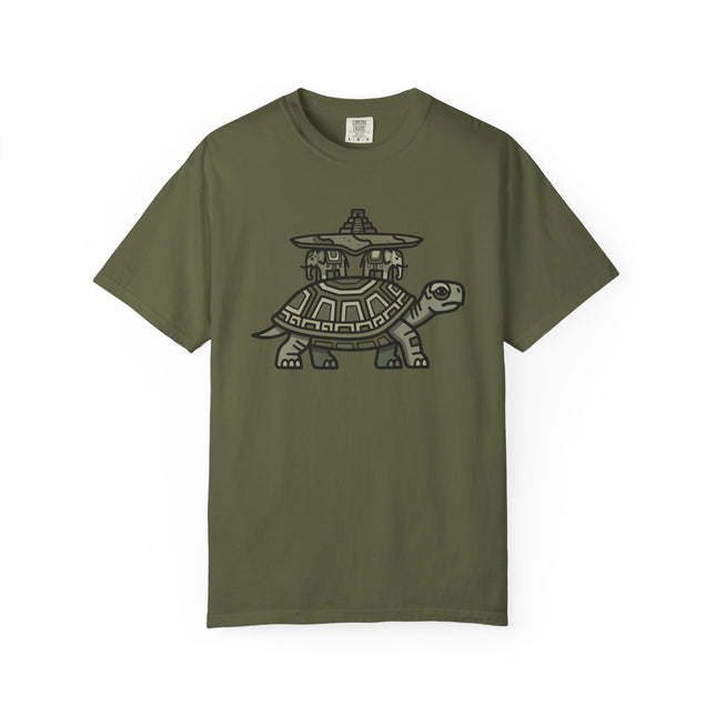 World Turtle Mayan Temple T-Shirt | Ancient Mythology Graphic Tee
