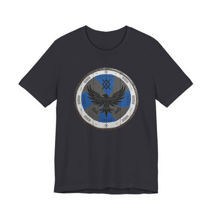Viking Raven Shield T-Shirt - Norse Mythology Warrior Tee
