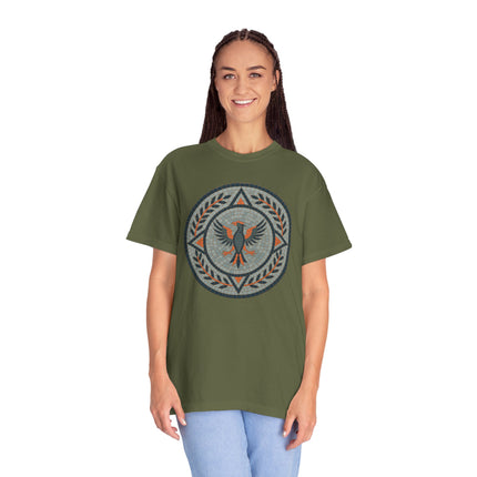 Mosaic Phoenix T-Shirt | Blue Roman Style Mythological Bird Graphic Tee