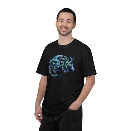 Mayan Armadillo Geometric Tribal Art T-Shirt | Blue Green Graphic Tee