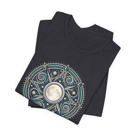 Arianrhod's Wheel Celtic Mythology Graphic Tee | Celestial Moon Mandala
