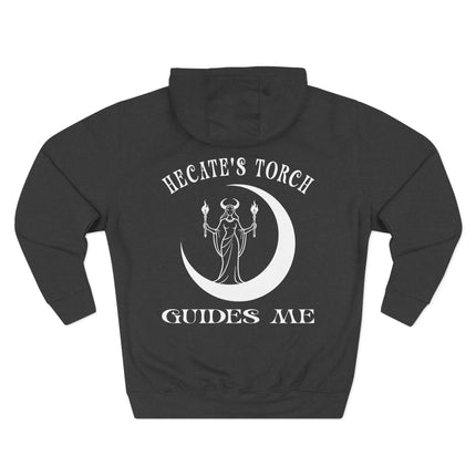 Hecate goddess with torch and crescent moon design. "Hecate's Torch Guides Me" print.