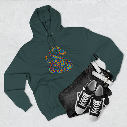 Huichol Rattlesnake Hoodie | Colorful Geometric Folk Art Pullover Hoodie