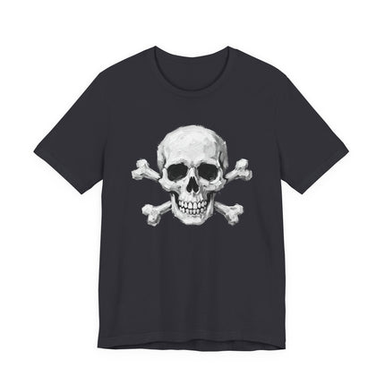 Gothic Skull and Crossbones T-Shirt - Hand-Painted Skeletal Art Tee