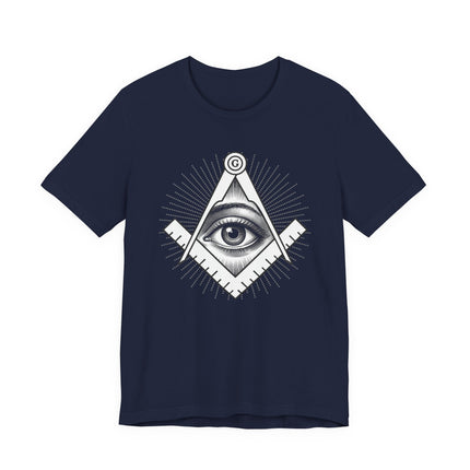 All-Seeing Eye Square and Compass T-Shirt | Esoteric Symbolism Tee