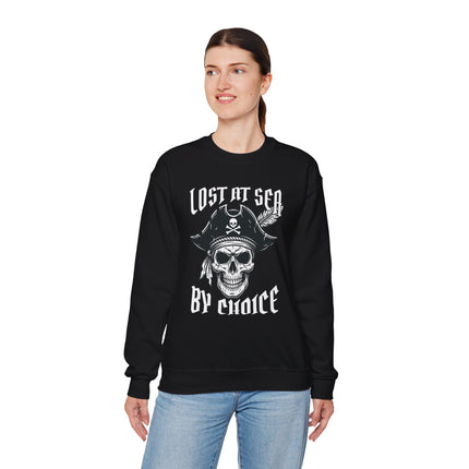 Lost At Sea By Choice pirate skull graphic black sweatshirt.