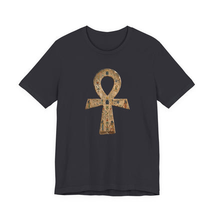 Ankh symbol t-shirt with ancient Egyptian hieroglyphic design.