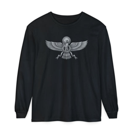 Etched Faravahar Long Sleeve T-Shirt | Persian Symbol Graphic Tee