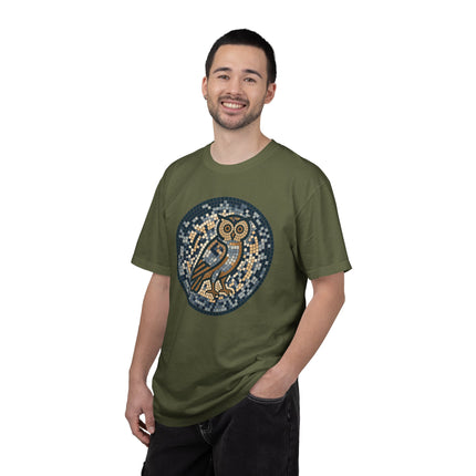 Mosaic Owl T-Shirt | Geometric Blue Grey Wisdom Graphic Tee | Comfort Colors