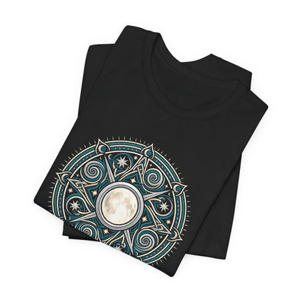 Arianrhod's Wheel Celtic Mythology Graphic Tee | Celestial Moon Mandala