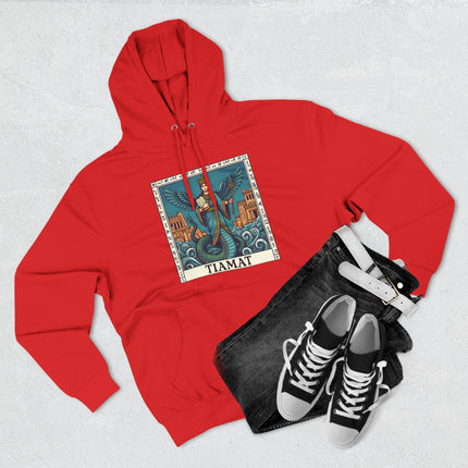 Tiamat Babylonian mythology graphic hoodie featuring the serpent goddess art.