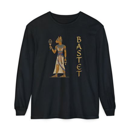 Egyptian Goddess Bastet T-Shirt | Feline Deity Art Long Sleeve Tee