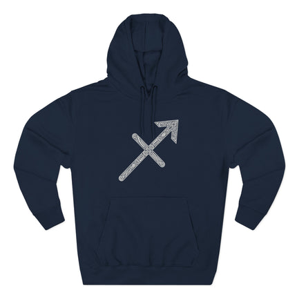 Sagittarius zodiac archer sign hoodie featuring a detailed Celtic knot arrow design.