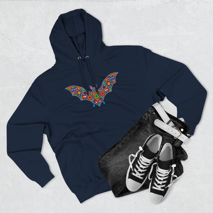 Huichol Bat Hoodie | Colorful Mexican Indigenous Folk Art Pullover Hoodie