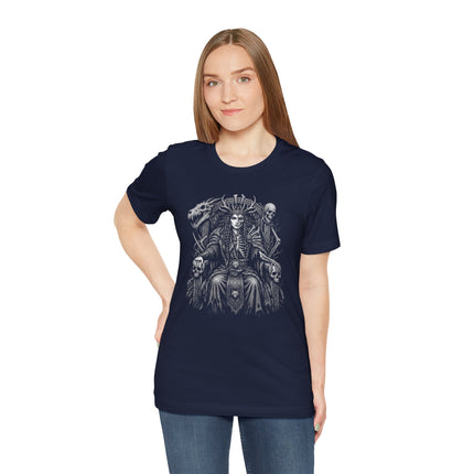 Norse Goddess Hel skull art t-shirt design, gothic viking mythology print.