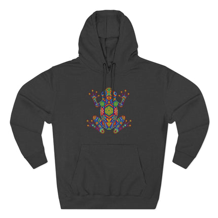 Huichol Frog Hoodie | Vibrant Mexican Indigenous Art Pullover Hoodie