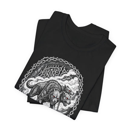 Cerberus Guarding Hades Gate Greek Mythology T-Shirt - Neo-Traditional Art