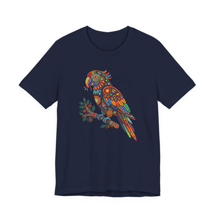 Huichol Parrot Tee | Mandala Bird Design Art T-Shirt