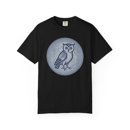 Mosaic Owl T-Shirt | Geometric Blue Grey Wisdom Graphic Tee | Comfort Colors