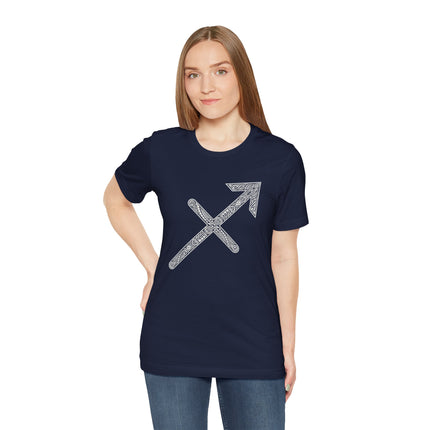 Celtic knotwork Sagittarius arrow astrology graphic t-shirt.